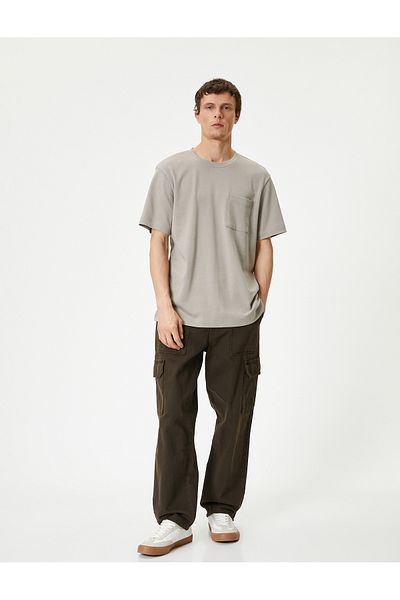Koton Crew Neck Short Sleeve Basic T-Shirt - Pocket Detail