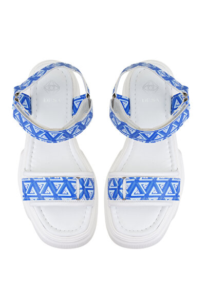 Desa Sandale cu toc cu pană cu model monogramă albastră pentru femei