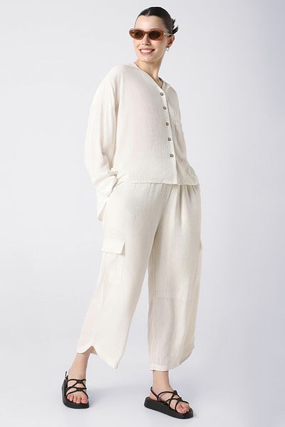 RİNA Vintage Tropics Casual Pant Off White