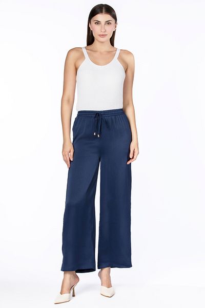 RİNA Abstract Neutrals Casual Pant Navy