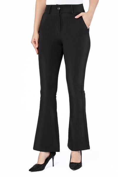 RİNA Black & White Casual Pant Black