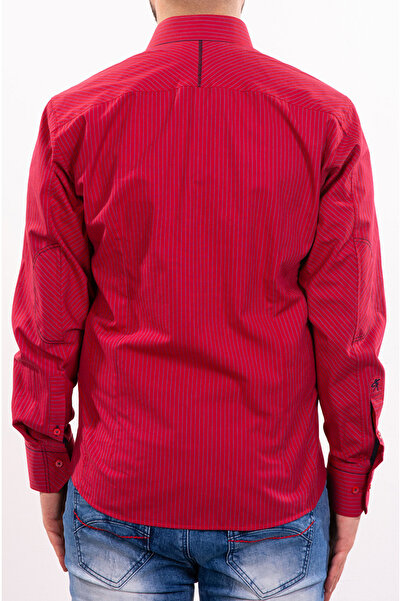 Mondo Kırmızı-Lacivert Çizgili Gömlek