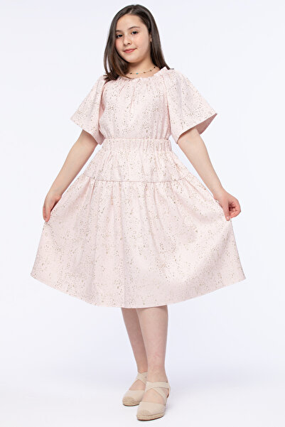 RİNA Golden Days Midi Skirt Pink