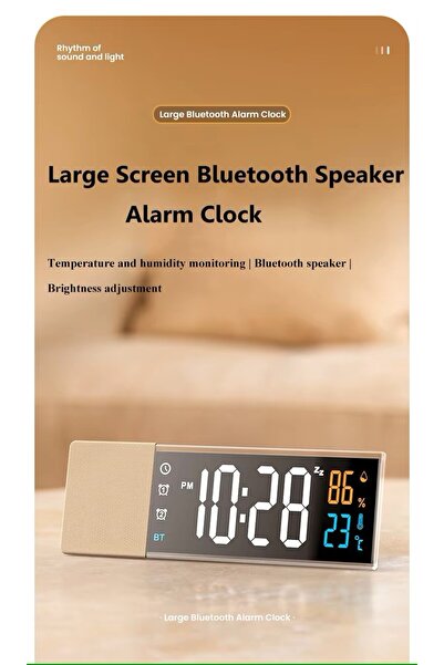 UralTeknik S801 Şık 1.Kalite Dijital Ekranlı Masa Saati Bluetooh Hoparlör Sou...