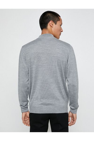 Koton Basic-Strickpullover, halber Rollkragenpullover, lange Ärmel, geometrisch gemustert