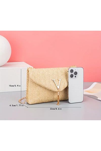 Tote Straw Bag for Daily Use with Removable Strap