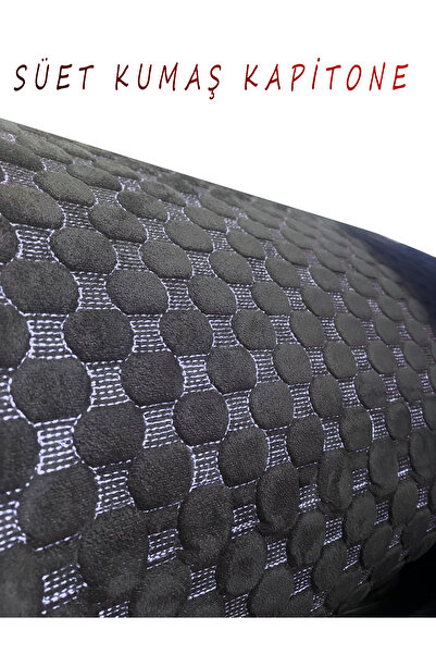 KONFORUM Kapitone Kumaş Nakışlı Kumaş Süet Kumaş Siyah Gri Dikiş