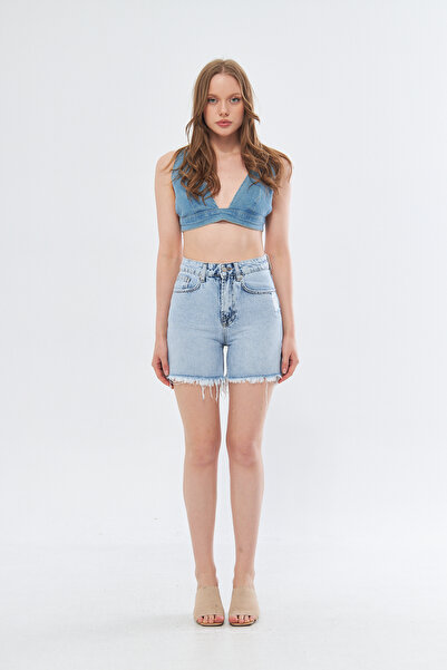 cracpot TREND Yıpratmalı Denim Şort