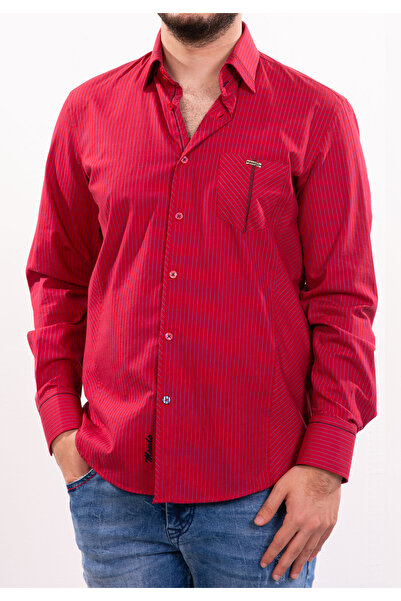 Mondo Kırmızı-Lacivert Çizgili Gömlek