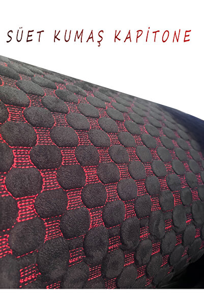 KONFORUM Kapitone Kumaş Nakışlı Kumaş Süet Kumaş Siyah Kırmızı Dikiş