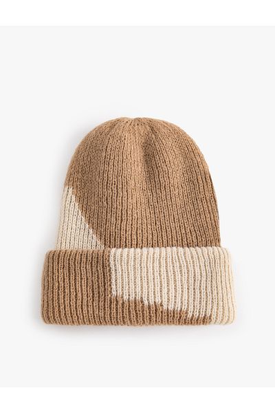 Koton Beanie Patterned Knitted Folded