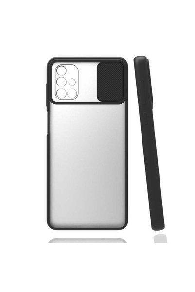 kilifone Galaxy A51 - Case Slide Sliding Back Frosted Lens Cover - Black