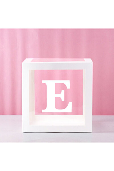 Parti Atölyesi (E) Harfli Özel İsim Yazmak İçin Beyaz Şeffaf Kutu 25x25 CM Ya...