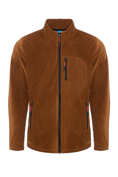 MAXIMILLIAN Brown Full Zip 3 Pockets Men's Fleece - Caramel