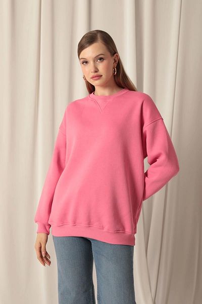 Lukas Three Thread Cot Neck Women's Pink Sweat