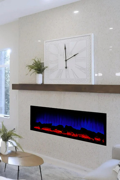 Casi Home Elektrikli Dekoratif Şömine - 120x25x18 Cm - Dahili Odun Sesi, Blue...