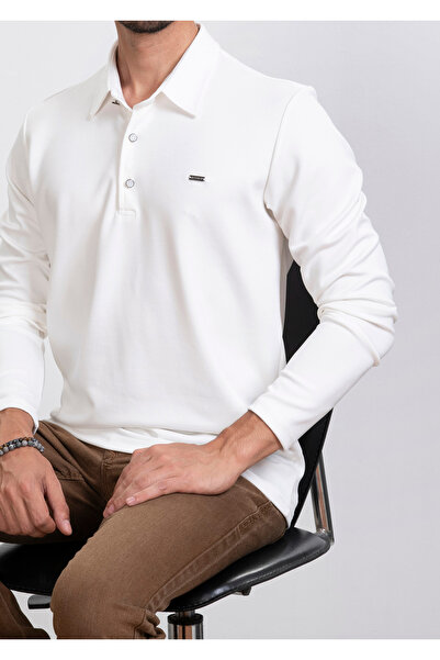 Mondo Polo Yaka Beyaz Sweatshirt