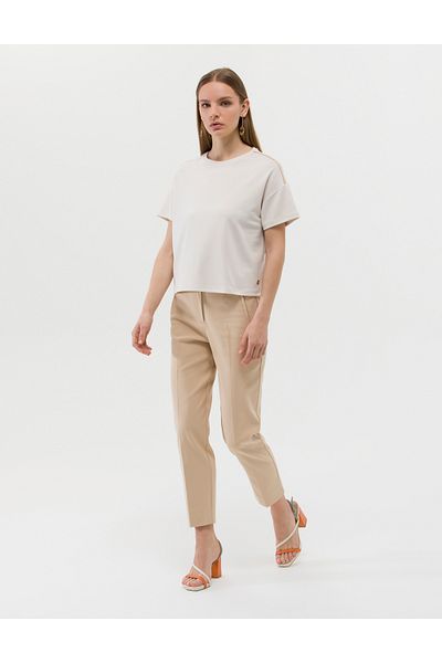 Pierre Cardin Beige Carrot Fit Fabric Trousers 50269321 -Vr011