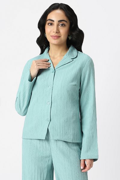 RİNA Muted Abstract Shirt Teal