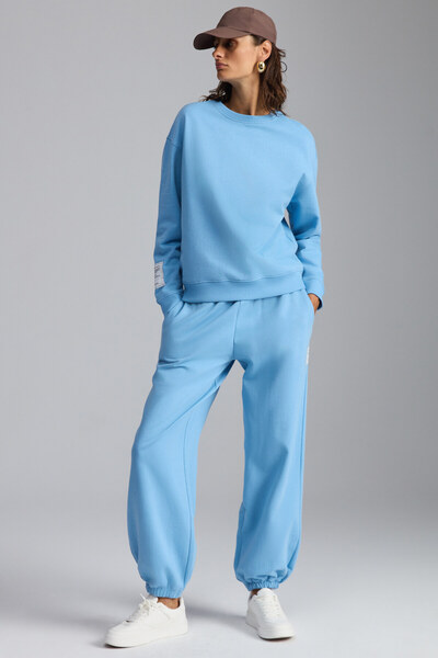 GRIMELANGE Modrá dámská mikina z biobavlny Dorka