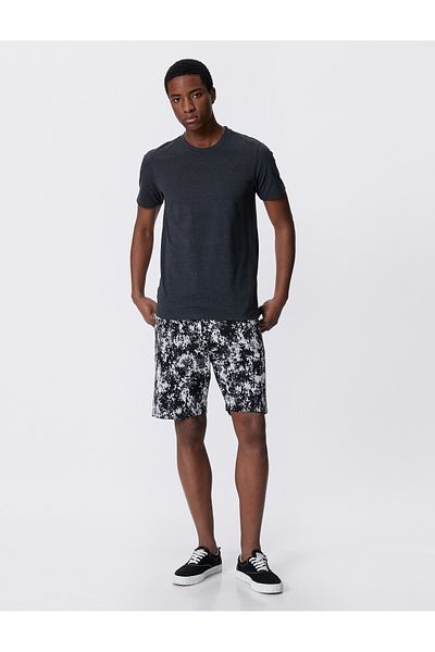 Koton Lace-Waist Shorts with Abstract Printed Pocket Detail and Slim Fit