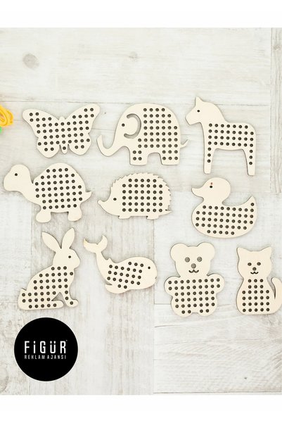 Figür Reklam Ajansı Montessori Lacing Toy, with Animal Figures / 9 Pieces