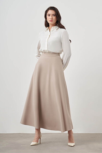 Mizalle Bsc Kloş Bej Etek