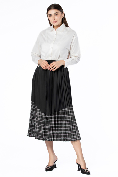 RİNA Untraditional Tailoring Midi Skirt Black