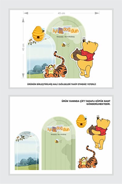 Markasız ucuz Winnie The Pooh Temalı Parçalı Ayaklı Pano 3Boyutlu (Masa Üstü) * Kalın Kağıt
