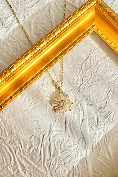 emtakim Sunshine Kristal Zirkon Taşlı Paslanmaz Çelik Üzerine Altın Kaplama S...