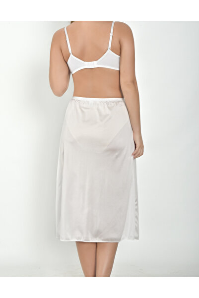 Şenay White Color Tea Length Jersey Skirt and Lined Underskirt 1 Pack (W4006)