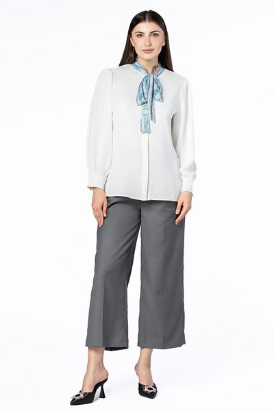 RİNA Back To Work Fashion Casual Pant Gray