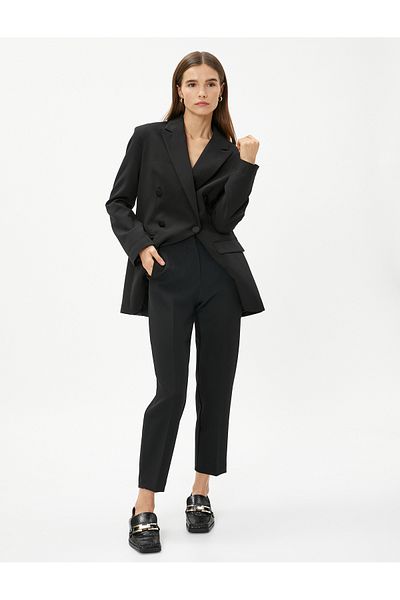 Koton Stitching Detailed Cigarette Fabric Trousers Straight Leg