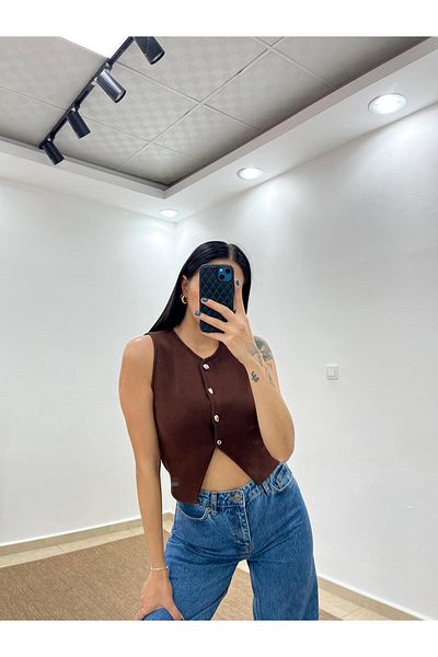 prova Missye0380 Model Buttoned Brown Vest