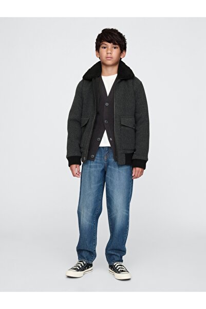 GAP Erkek Çocuk Siyah Yün Karışımlı Wool Bomber Ceket