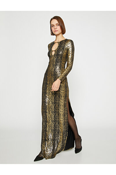 Koton Dámské černé vzorované šaty 3WAK80151FK