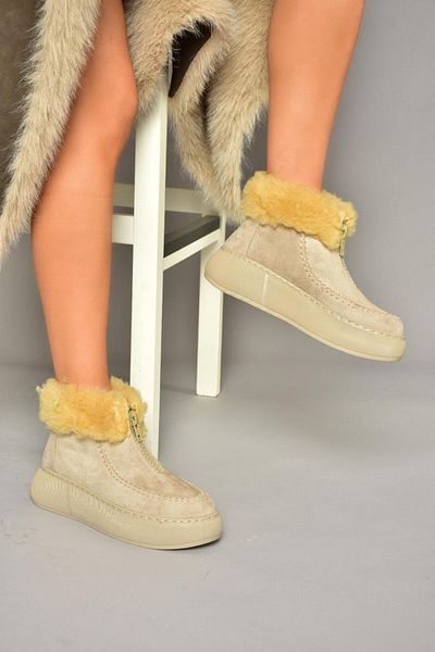 Fox Shoes Τ 811231102   Γυναικείες Μπότες Μπεζ Suede