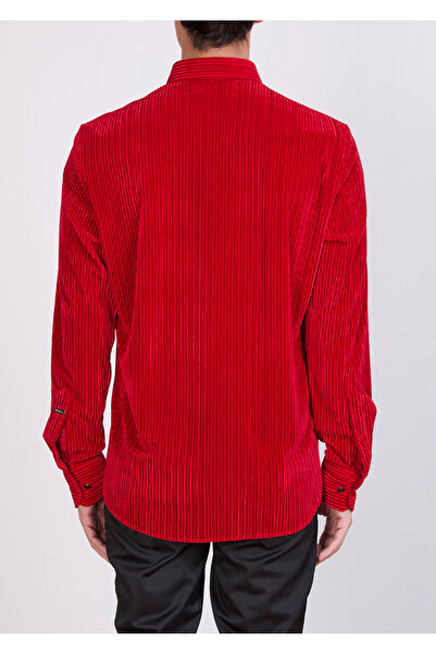 Mondo Fitilli Kadife Kırmızı Gömlek