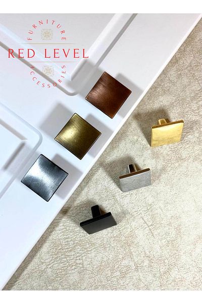 Red Level Antique Silver Square Metal Button Handle Models Cabinet Drawer Furniture Kitchen Handle