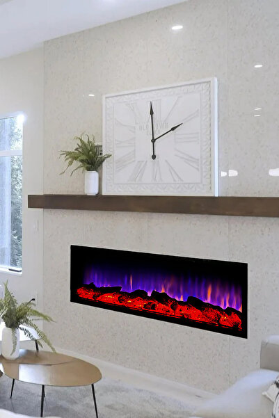 Casi Home Elektrikli Dekoratif Şömine - 100x35x18 Cm - Dahili Odun Sesi, Blue...