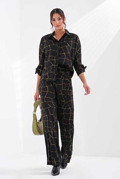 EXPLOSION Desenli Saten Gömlek