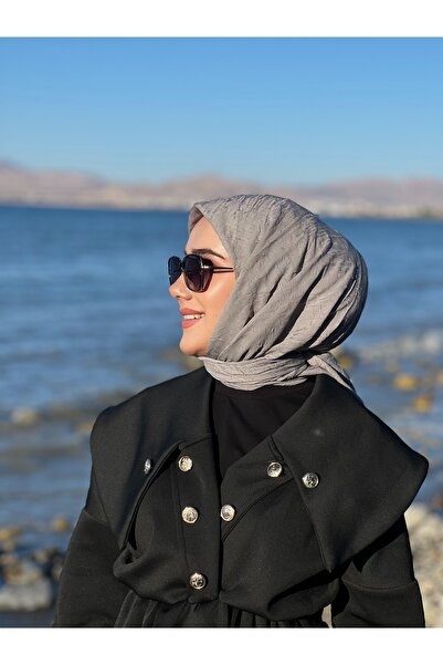 QASSA SHAL Grey Scarf with Bamboo with Ash