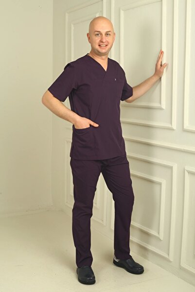 demirbaş بدلة رجالية قماش قابل للتمدد ذات ياقة مغلفة باللون البرقوقي