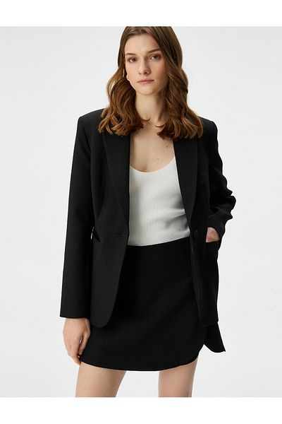 Koton Μπουφάν Blazer Μονό Κουμπί με Πτυσσόμενη Τσέπη
