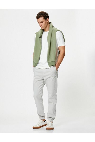 Koton Jogger Trousers with Lace Waist Slim Fit Pocket Detail