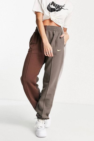 Nike Color Block Loose Fit Pant Loose Cut Women's Sweatpants Brown