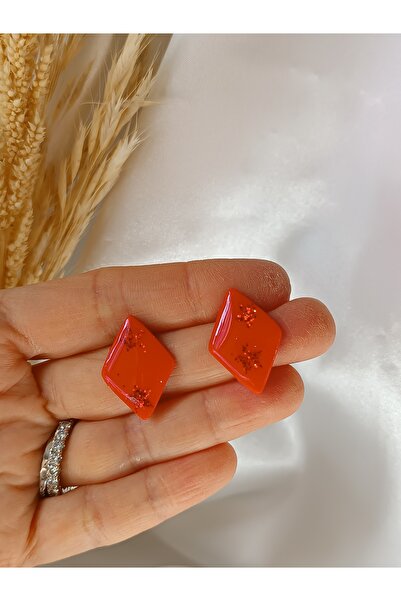 La fee aksesuar Yeni yıl - yılbaşı parti aksesuar kırmızı polimer kil küpe - çelik küpe aparat el yapımı küpe