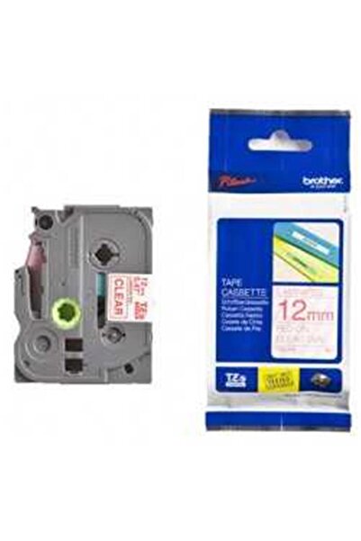 Brothers ملصق Brother data-u361 TZE-132 مقاس 12 مم شفاف مع طبقة حمراء