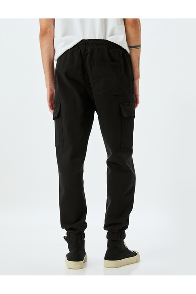 Koton Beli Bağcıklı Pamuklu Gabardin Kargo Cep Detaylı Jogger Pantolon