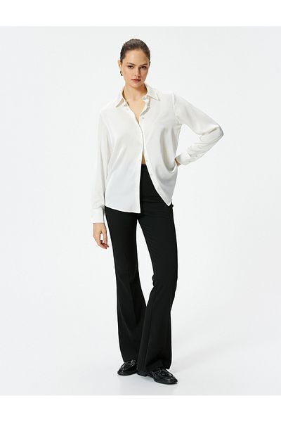 Koton Long Sleeve Satin Shirt - Buttoned and Standard Fit
